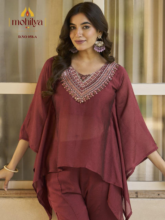 Majestic Maroon Kaftan Set