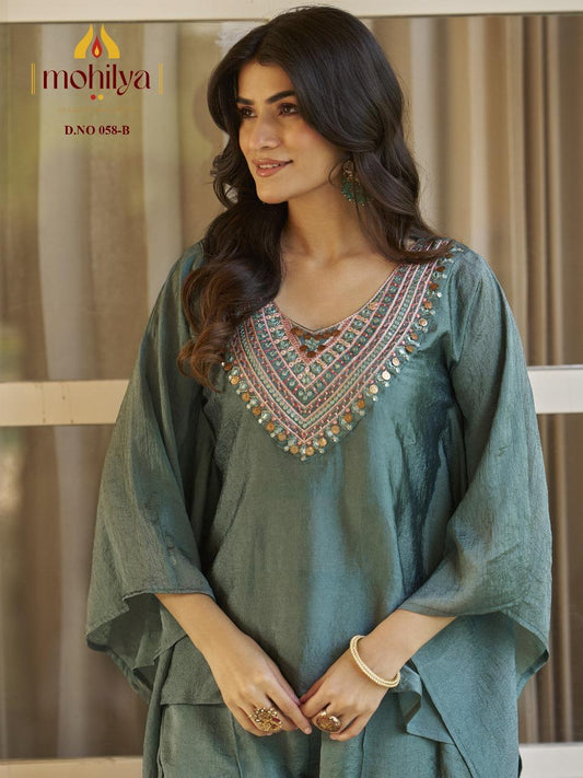 Teal Radiance Kaftan Set